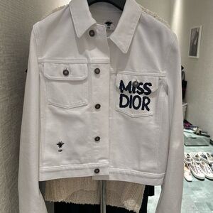 Dior White Jean Jacket with Black Accents